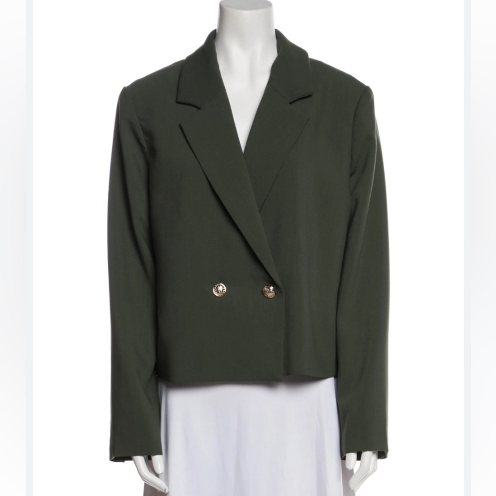 Joie Dark Green Cropped Single Breasted Blazer XL